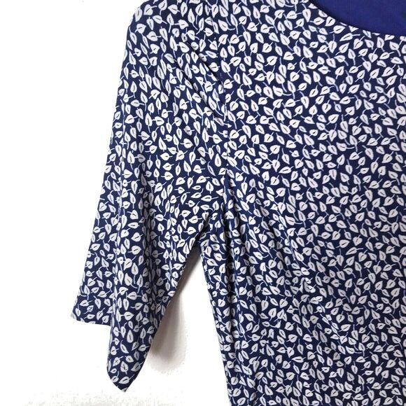 Lauren Ralph Lauren Woman's Short Sleeve Ruched Navy and Beige Dress Size 2 - Picture 6 of 9